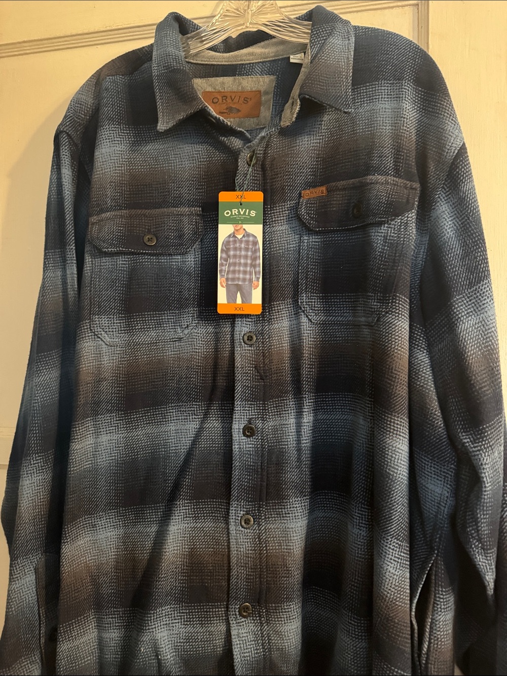 Orvis Blue and Gray Plaid Lightweight Shirt Jacket
